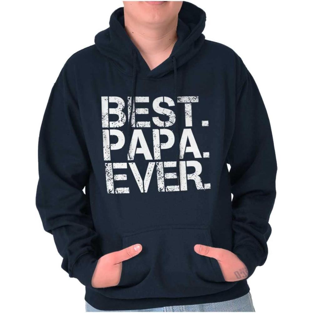 imageBrisco Brands Best Papa Ever Worlds Greatest Father Hoodie Hooded Sweatshirt MenNavy
