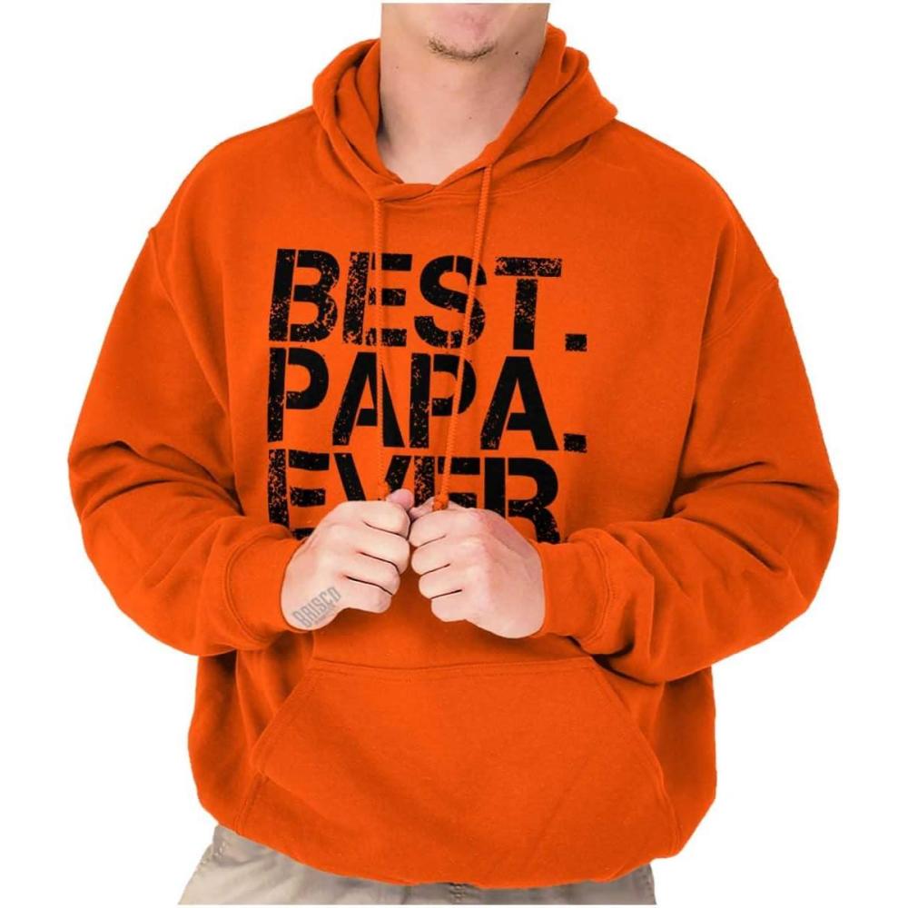 imageBrisco Brands Best Papa Ever Worlds Greatest Father Hoodie Hooded Sweatshirt MenOrange