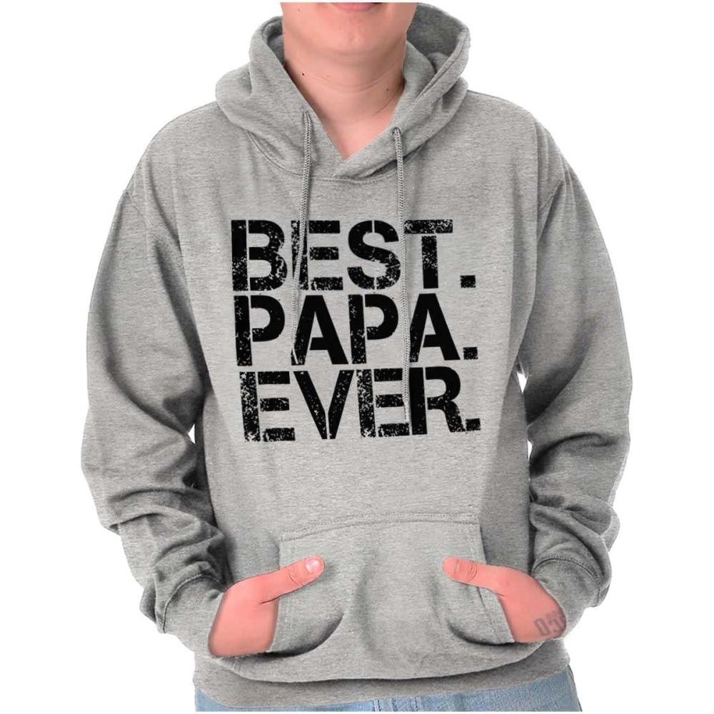 imageBrisco Brands Best Papa Ever Worlds Greatest Father Hoodie Hooded Sweatshirt MenSport Grey