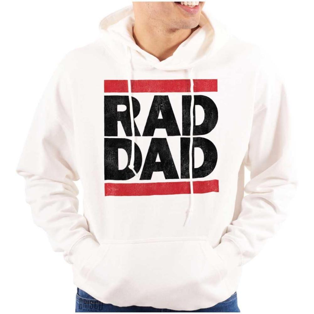imageBrisco Brands Cool Retro Rad Dad Best Father Ever Hoodie Hooded Sweatshirt MenWhite