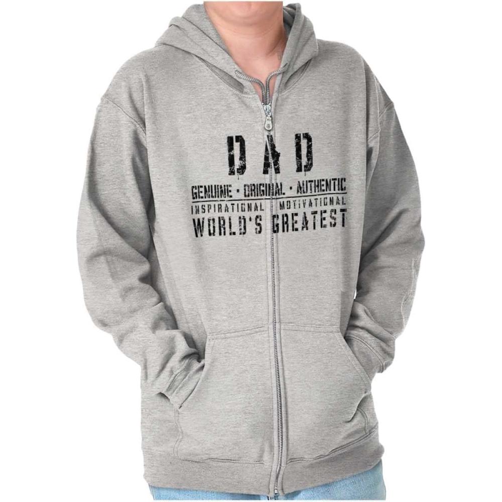 imageBrisco Brands Dad Genuine Worlds Greatest Father Zip Hoodie Sweatshirt MenSport Grey