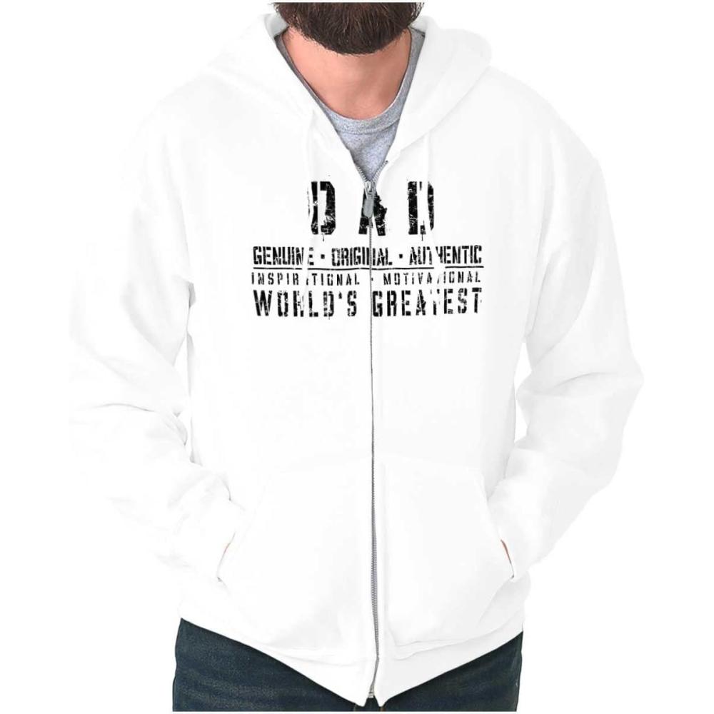 imageBrisco Brands Dad Genuine Worlds Greatest Father Zip Hoodie Sweatshirt MenWhite