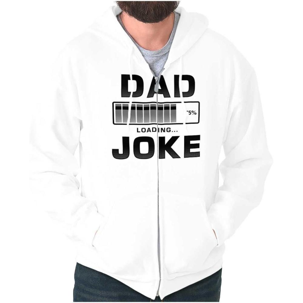 imageBrisco Brands Dad Joke Loading Corny Father Humor Zip Hoodie Sweatshirt MenWhite