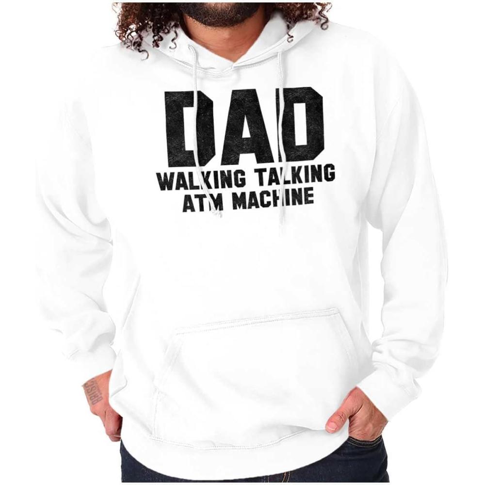 imageBrisco Brands Dad Walking Talking ATM Machine Funny Hoodie Hooded Sweatshirt MenWhite