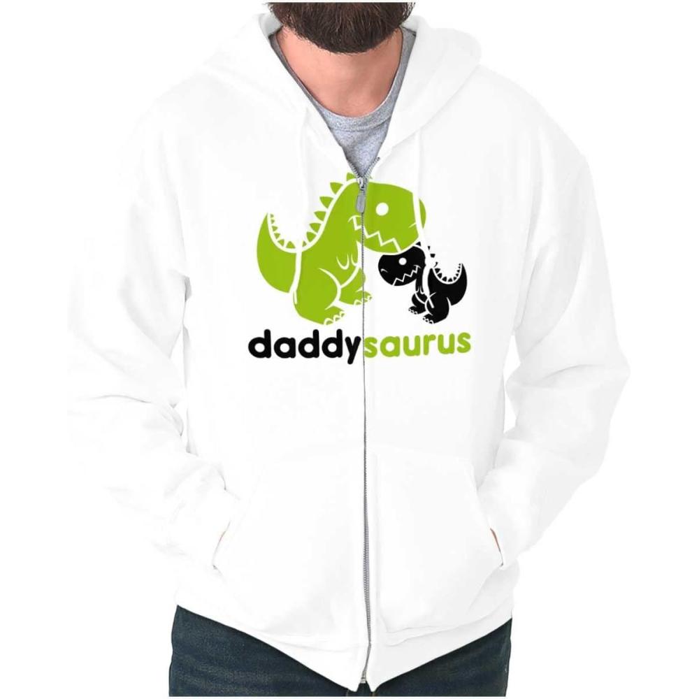 imageBrisco Brands Fathers Daddysaurus Trex Dinosaur Dad Zip Hoodie Sweatshirt MenWhite