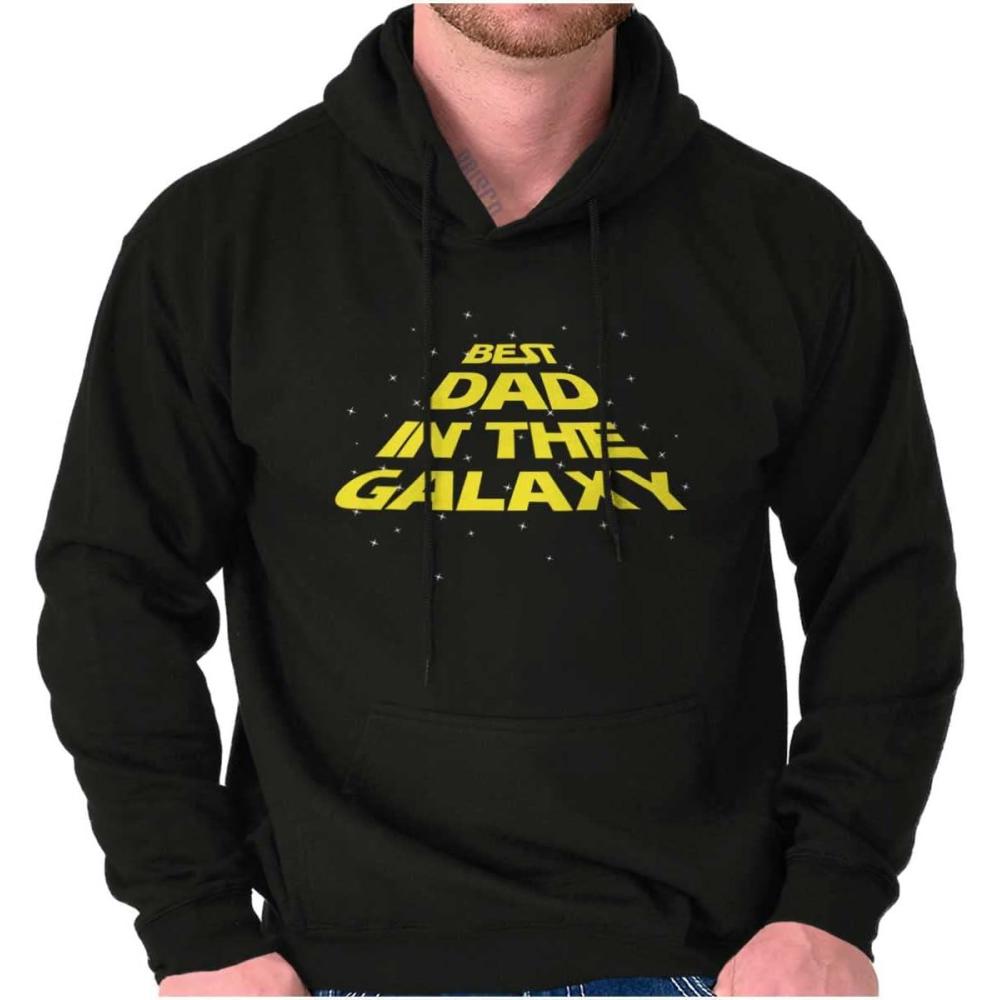 imageBrisco Brands Fathers Day Best Dad in the Galaxy Hoodie Hooded Sweatshirt MenBlack