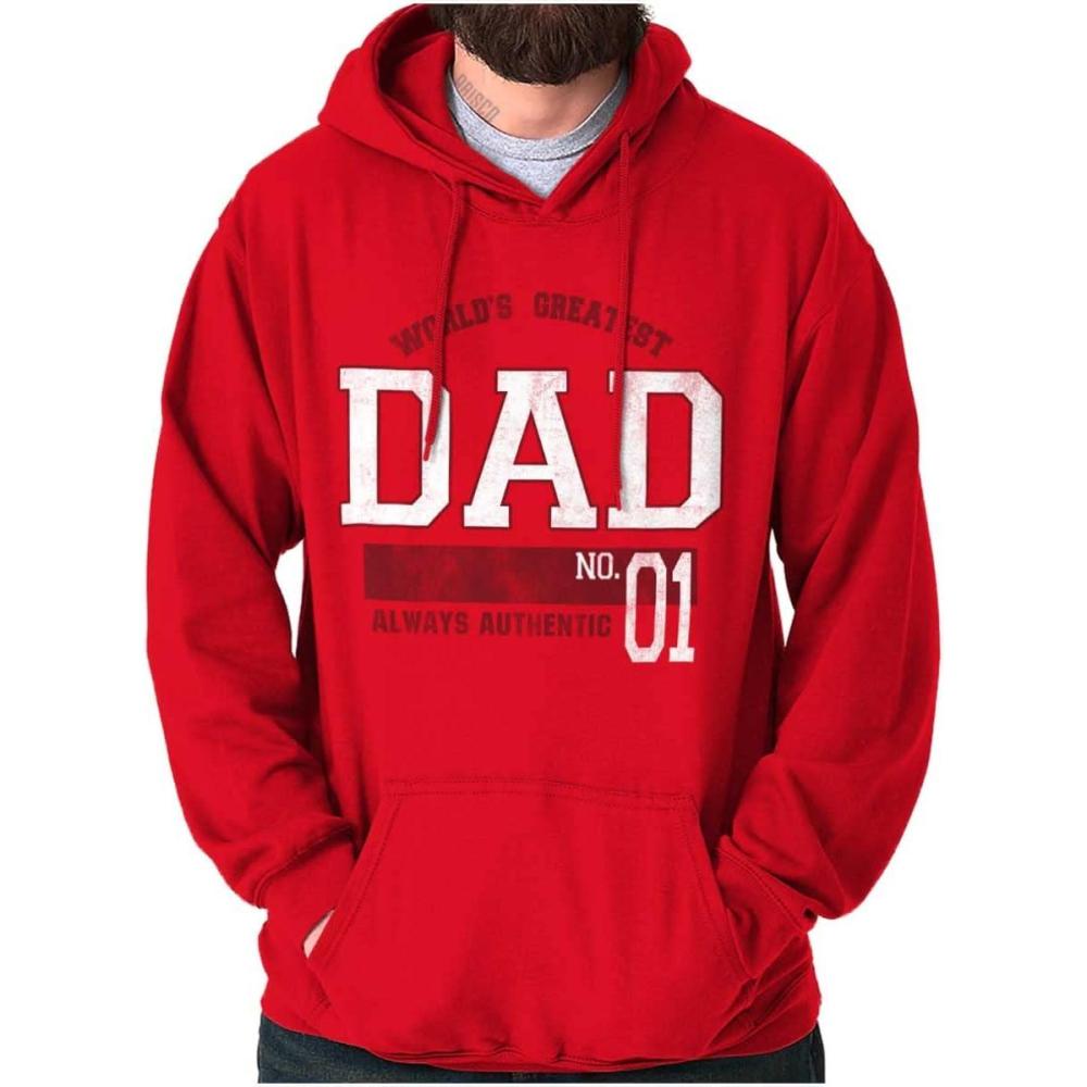 imageBrisco Brands Fathers Day Worlds Greatest Dad No 1 Hoodie Hooded Sweatshirt MenRed