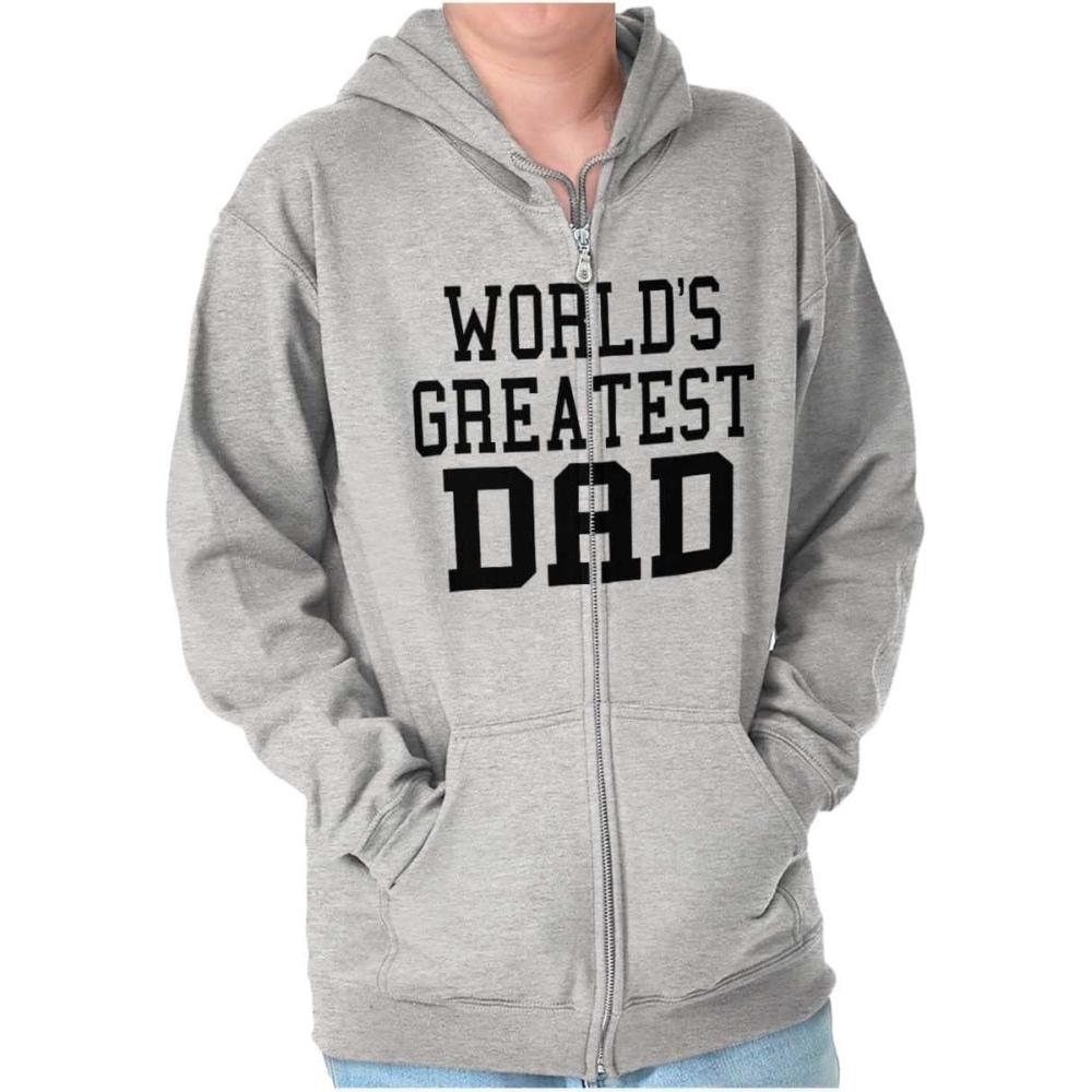 imageBrisco Brands Fathers Day Worlds Greatest Dad Zip Hoodie Sweatshirt MenSport Grey