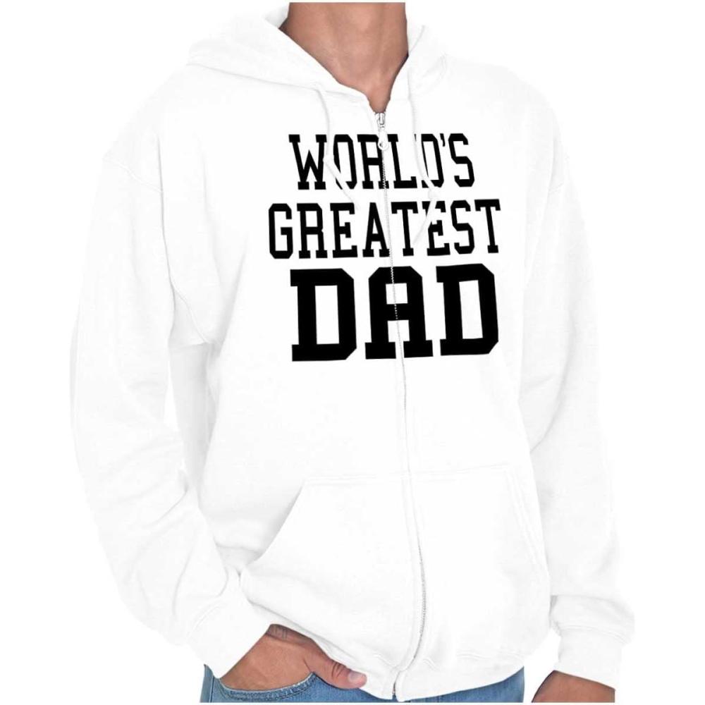 imageBrisco Brands Fathers Day Worlds Greatest Dad Zip Hoodie Sweatshirt MenWhite