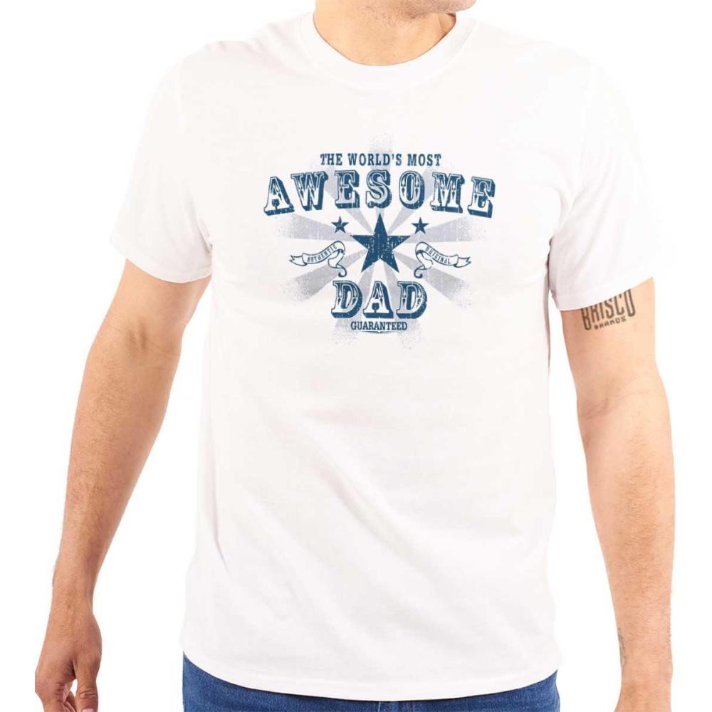 imageBrisco Brands Fathers Day Worlds Most Awesome Dad Mens Graphic T Shirt TeesWhite