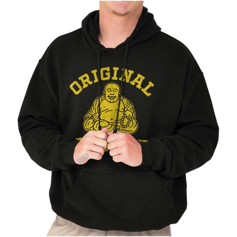 imageBrisco Brands Funny Father Original Dad Bod Buddha Hoodie Hooded Sweatshirt MenBlack