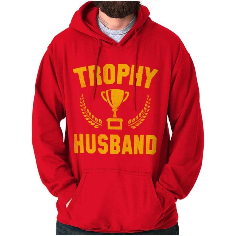 imageBrisco Brands Trophy Husband Best Partner Hubby Hoodie Hooded Sweatshirt MenRed