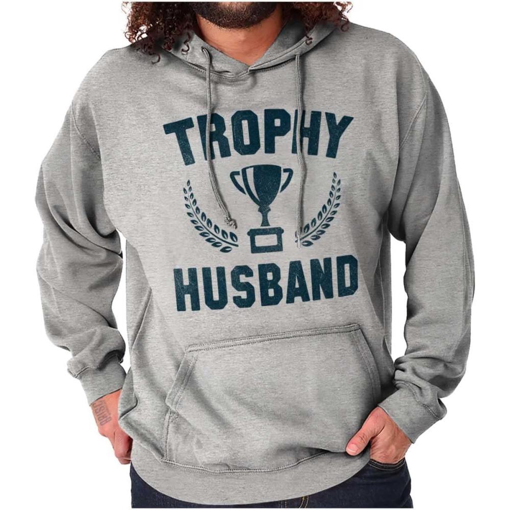 imageBrisco Brands Trophy Husband Best Partner Hubby Hoodie Hooded Sweatshirt MenSport Grey