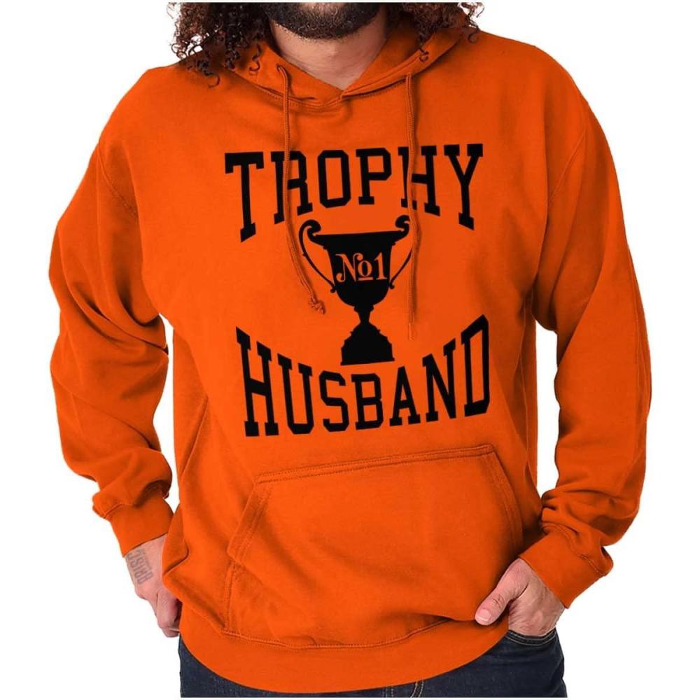 imageBrisco Brands Trophy Husband No 1 Hubby Award Hoodie Hooded Sweatshirt MenOrange