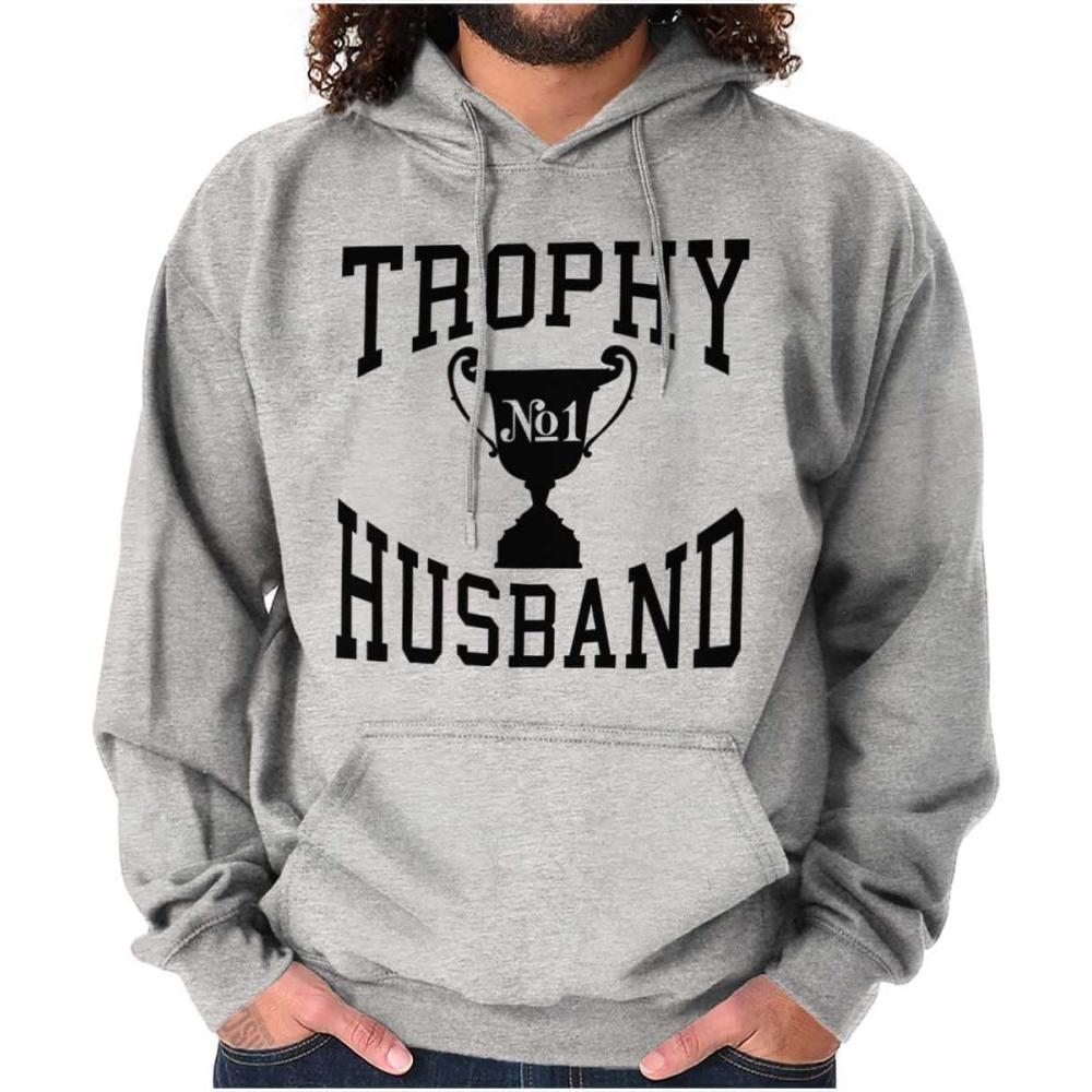 imageBrisco Brands Trophy Husband No 1 Hubby Award Hoodie Hooded Sweatshirt MenSport Grey