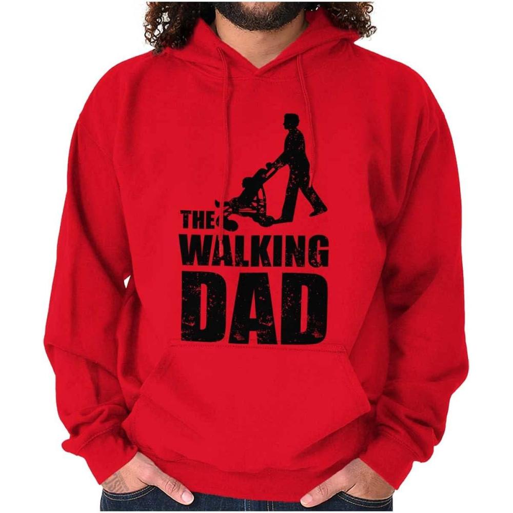 imageBrisco Brands Walking Dad Nerdy Zombie Movie Lover Hoodie Hooded Sweatshirt MenRed