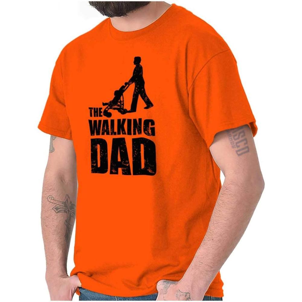 imageBrisco Brands Walking Dad Nerdy Zombie Movie Lover Mens Graphic T Shirt TeesOrange