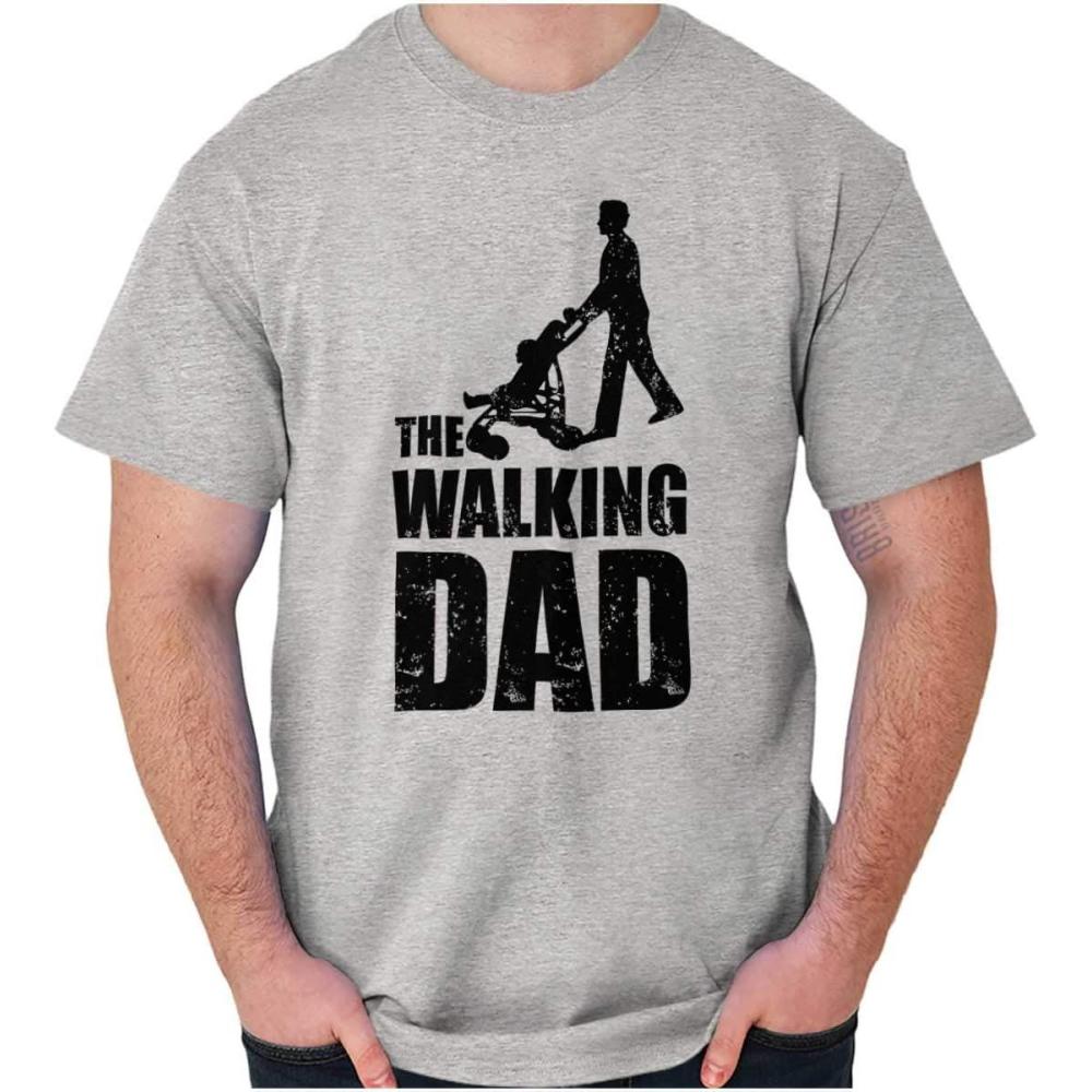 imageBrisco Brands Walking Dad Nerdy Zombie Movie Lover Mens Graphic T Shirt TeesSport Grey