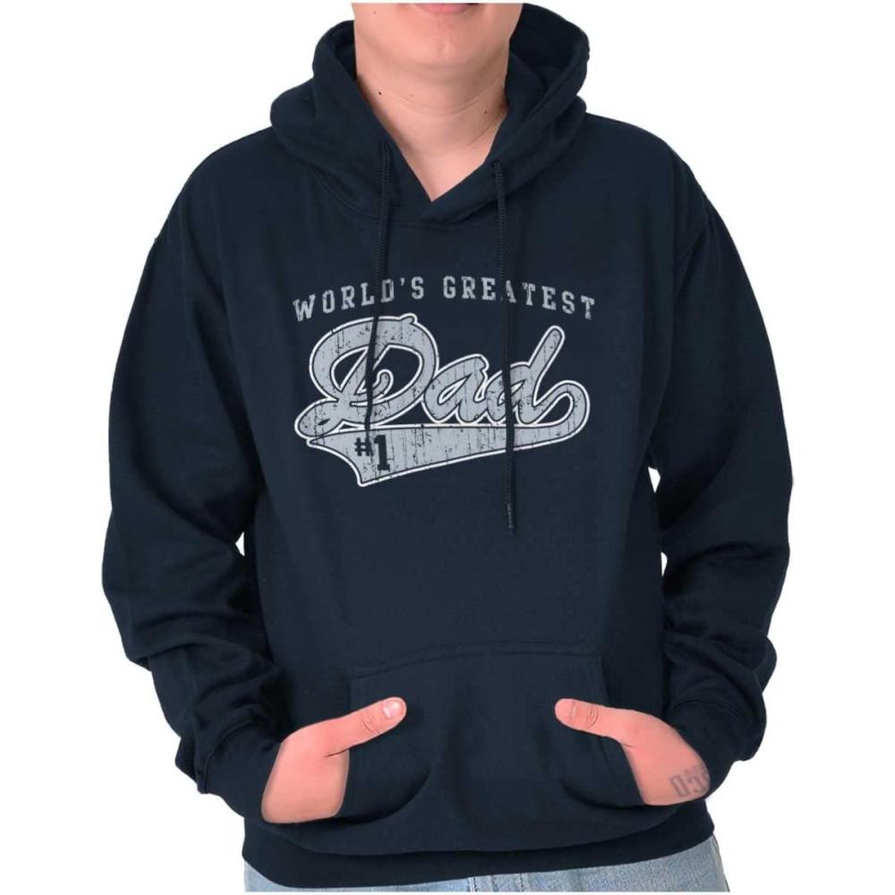 imageBrisco Brands Worlds Greatest Dad Number 1 Father Hoodie Hooded Sweatshirt MenNavy