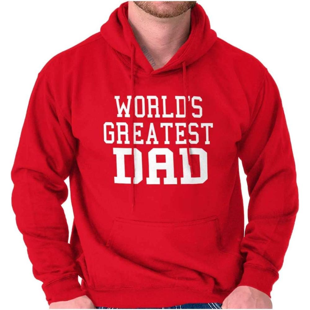 imageClassic Teaze Fathers Day Worlds Greatest Dad Hoodie Hooded Sweatshirt MenRed