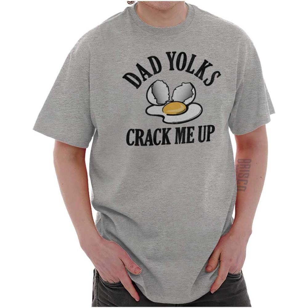 imageFunny Dad Joke Yolks Crack Me Up Mens Graphic T Shirt TeesSport Grey