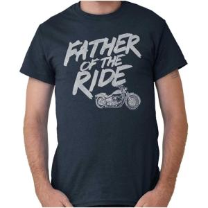 Biker Dad Father of Ride Motorcycle Mens Graphic T Shirt Tees(Navy)