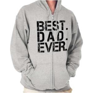 Brisco Brands Best Dad Ever Cool Zip Hoodie Sweatshirt Men(Sport Grey)