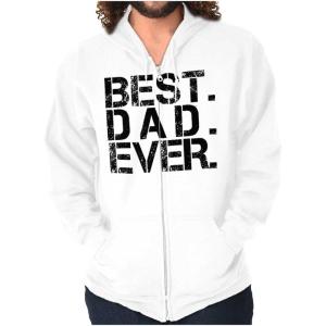Brisco Brands Best Dad Ever Cool Zip Hoodie Sweatshirt Men(White)