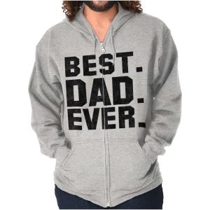 Brisco Brands Best Dad Ever Worlds Coolest Father Zip Hoodie Sweatshirt Men(Sport Grey)