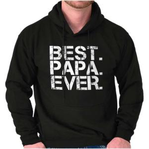 Brisco Brands Best Papa Ever Worlds Greatest Father Hoodie Hooded Sweatshirt Men(Black)