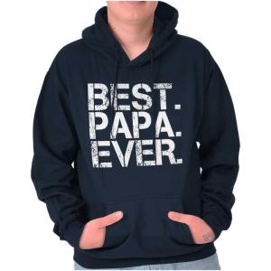 Brisco Brands Best Papa Ever Worlds Greatest Father Hoodie Hooded Sweatshirt Men(Navy)