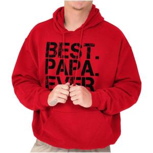 Brisco Brands Best Papa Ever Worlds Greatest Father Hoodie Hooded Sweatshirt Men(Red)