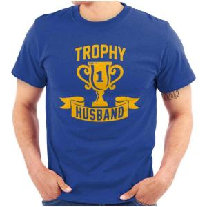 Brisco Brands Cool Trophy Husband Number 1 Hubby Mens Graphic T Shirt Tees(Royal)