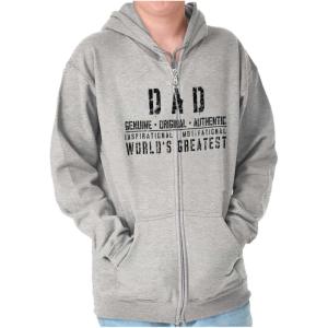 Brisco Brands Dad Genuine World’s Greatest Father Zip Hoodie Sweatshirt Men(Sport Grey)