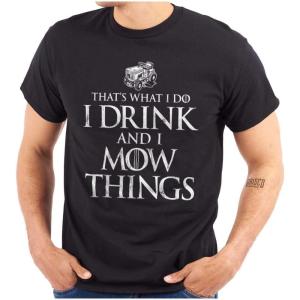 Brisco Brands Dad Joke I Drink and I Mow Things Mens Graphic T Shirt Tees(Black)