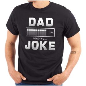 Brisco Brands Dad Joke Loading Corny Father Humor Mens Graphic T Shirt Tees(Black)