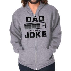 Brisco Brands Dad Joke Loading Corny Father Humor Zip Hoodie Sweatshirt Men(Sport Grey)