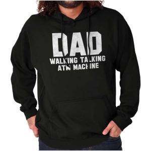 Brisco Brands Dad Walking Talking ATM Machine Funny Hoodie Hooded Sweatshirt Men(Black)