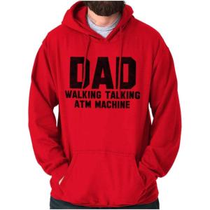 Brisco Brands Dad Walking Talking ATM Machine Funny Hoodie Hooded Sweatshirt Men(Red)