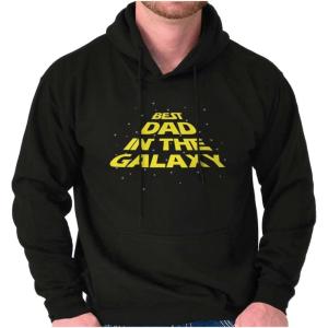Brisco Brands Father’s Day Best Dad in the Galaxy Hoodie Hooded Sweatshirt Men(Black)