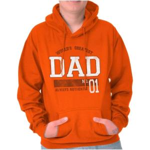 Brisco Brands Fathers Day World’s Greatest Dad No 1 Hoodie Hooded Sweatshirt Men(Orange)