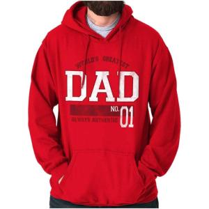 Brisco Brands Fathers Day World’s Greatest Dad No 1 Hoodie Hooded Sweatshirt Men(Red)