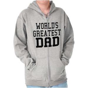 Brisco Brands Father’s Day World’s Greatest Dad Zip Hoodie Sweatshirt Men(Sport Grey)