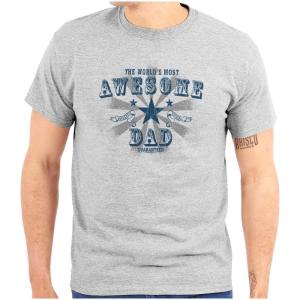 Brisco Brands Fathers Day World’s Most Awesome Dad Mens Graphic T Shirt Tees(Sport Grey)