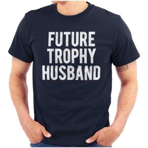 Brisco Brands Future Trophy Husband Engagement Mens Graphic T Shirt Tees(Navy)