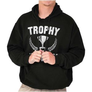 Brisco Brands Trophy Husband Best Partner Hubby Hoodie Hooded Sweatshirt Men(Black)