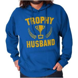 Brisco Brands Trophy Husband Best Partner Hubby Hoodie Hooded Sweatshirt Men(Royal)