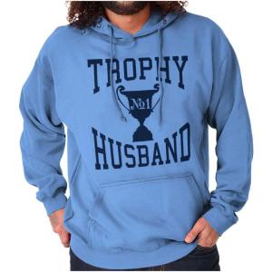 Brisco Brands Trophy Husband No. 1 Hubby Award Hoodie Hooded Sweatshirt Men(Carolina Blue)