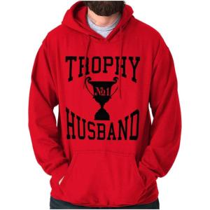 Brisco Brands Trophy Husband No. 1 Hubby Award Hoodie Hooded Sweatshirt Men(Red)