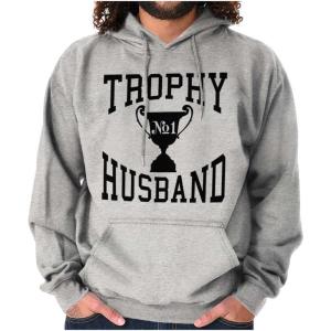 Brisco Brands Trophy Husband No. 1 Hubby Award Hoodie Hooded Sweatshirt Men(Sport Grey)